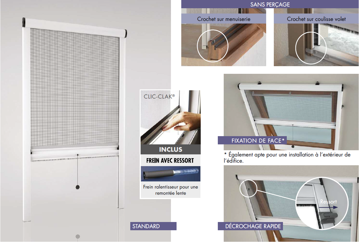 Moustiquaire Rouleau HaGa® Noir 150 Cm - Protection Insectes Durable - Made In Germany
